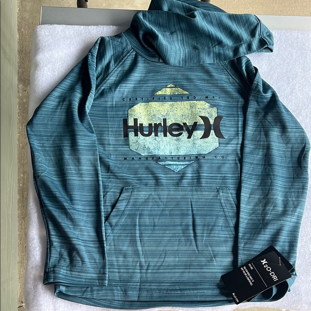 Hurley Teal Hooded Pullover. Size 7 NWT